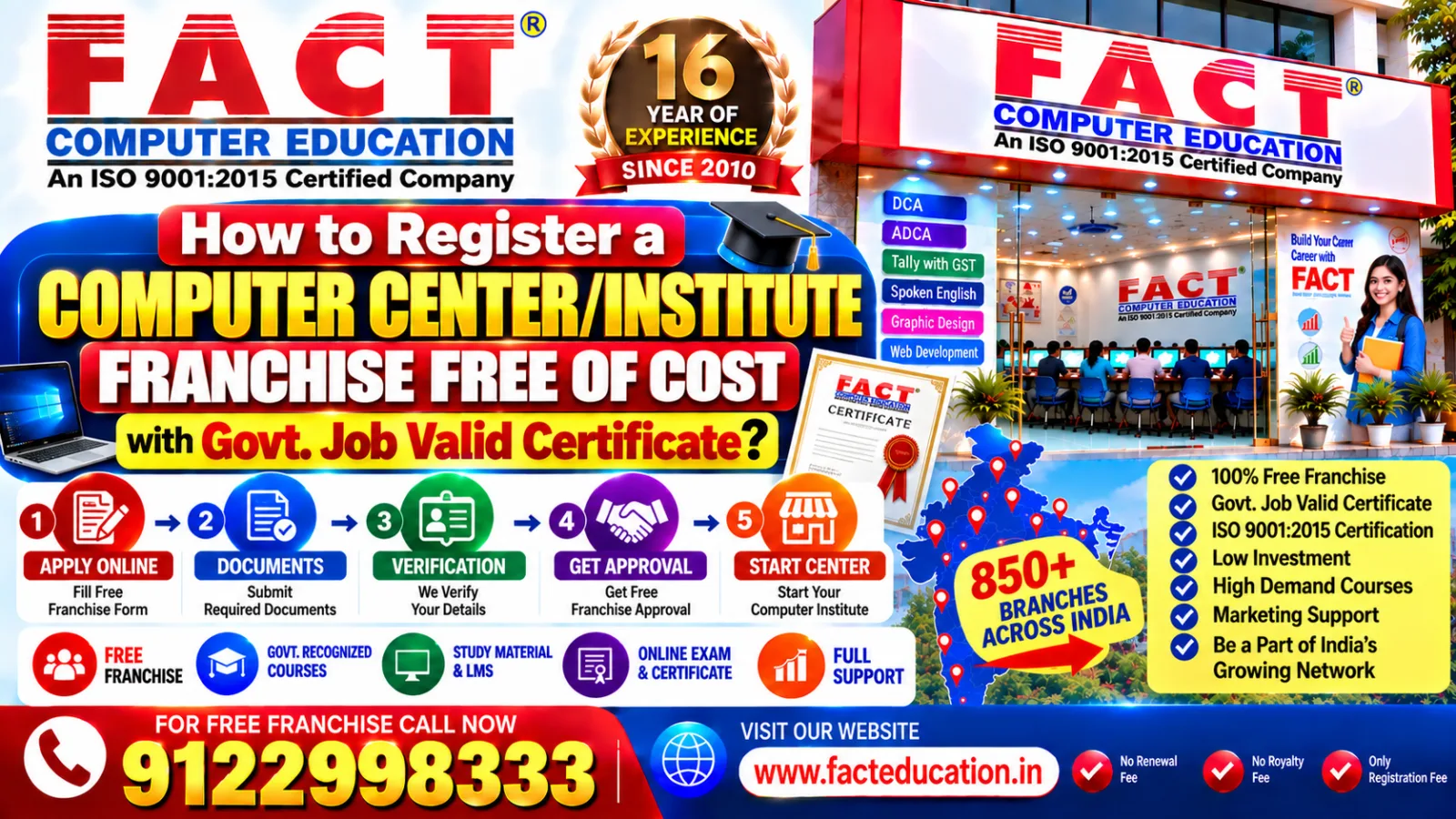 How to Register a Computer Center/institute franchise Free of Cost with Govt. Job Valid Certificate.